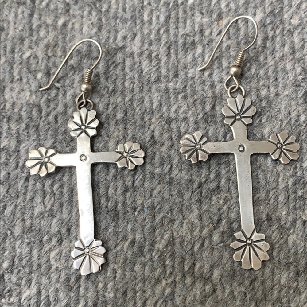 ✝️ Sterling cross earrings